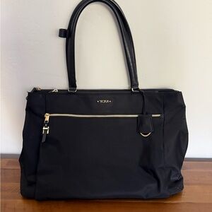 Tumi Black Voyager Tote with Gold Details